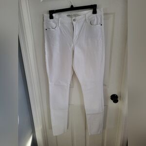 Old Navy Women's Tall Rock Star Mid-Rise White Jeans